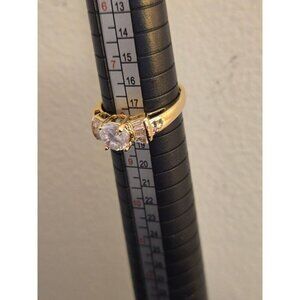 Gold-Tone Cubic Zirconia Engagement Ring, Size 8